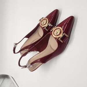 New Top Modal red patent kitten heels gold medusa comfort 10